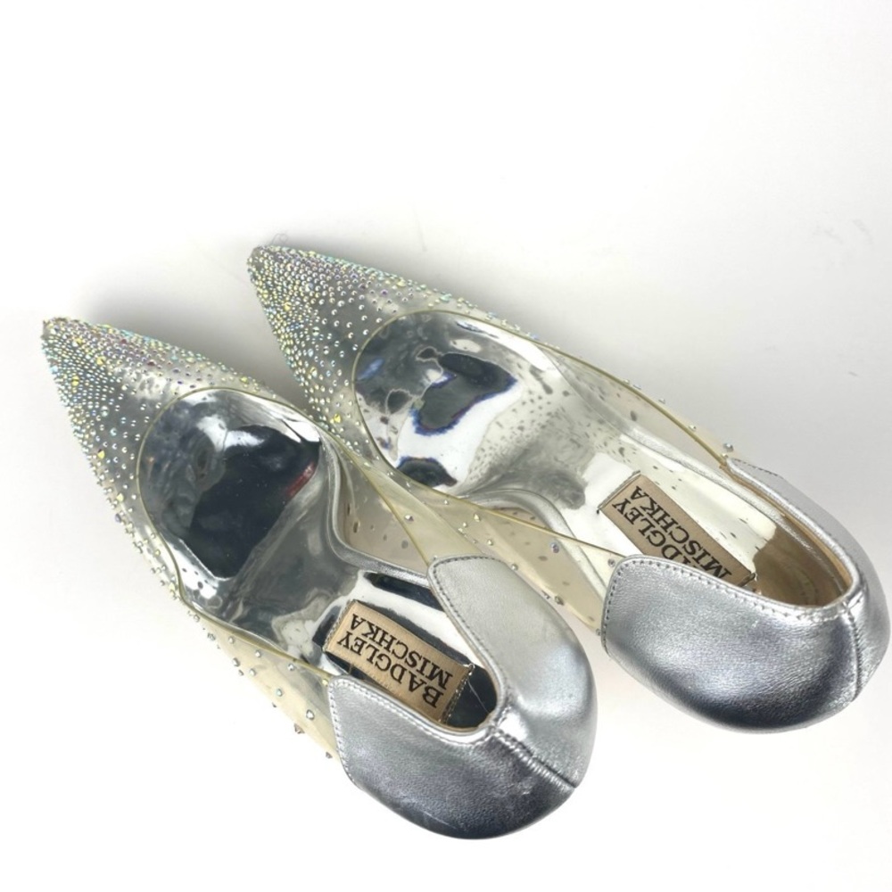 RARE Badgley Mischka Cinderella Pointed Toe Heels Silver and Clear Women's - Picture 4 of 12